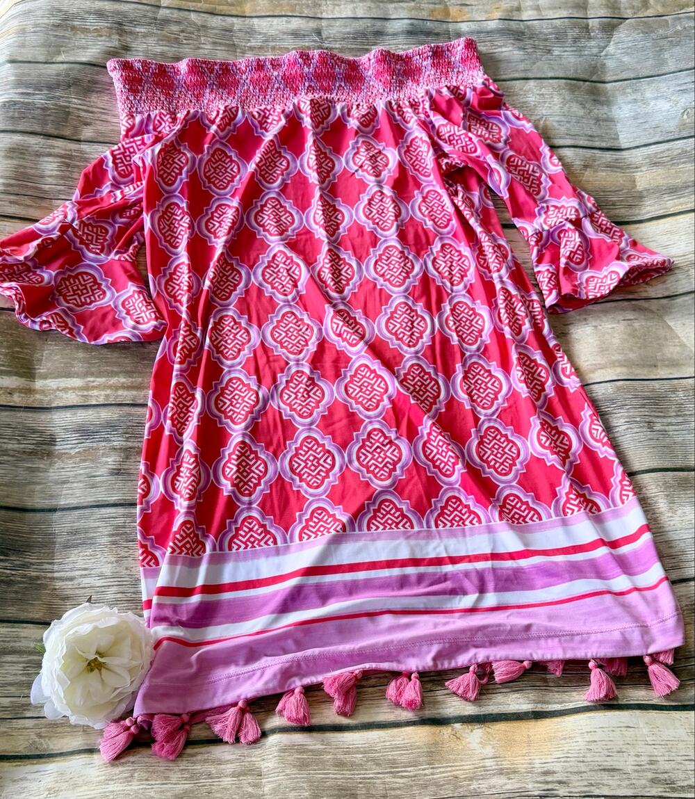 Cabana Life Coral Geo Dress-Large